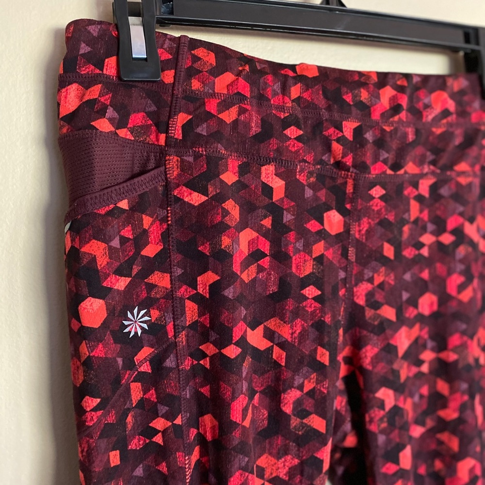 Red patterned Athleta leggings
